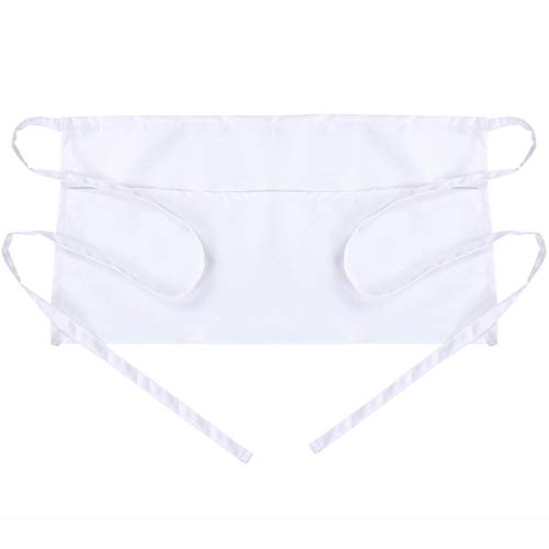 BOHARERS Waist Apron with 3 Pockets - White Waitress Waiter Server Short Apron - color: A-1 Pack White