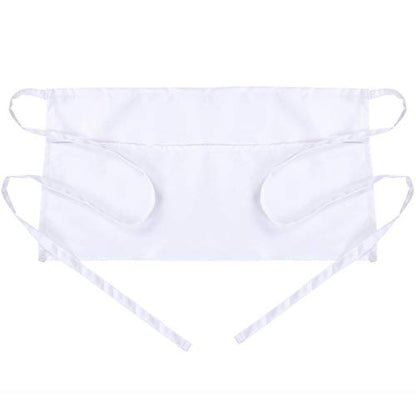 BOHARERS Waist Apron with 3 Pockets - White Waitress Waiter Server Short Apron - color: A-1 Pack White