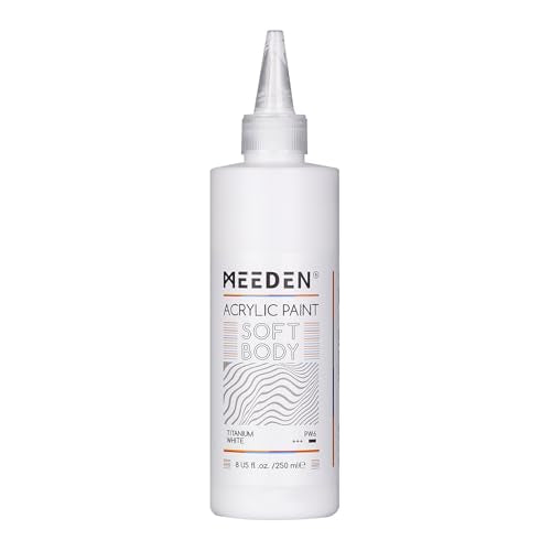 MEEDEN Titanium White Acrylic Paint: Matte Finish 250ml/8.45oz Soft Body - color: Titanium White