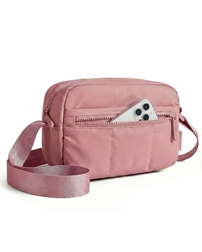 BAGSMART 2 in 1 Small Puffy Camera Sling Bag, Dark Pink - color: Dark Pink