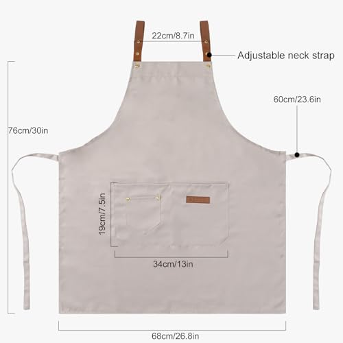 DILLMAN Art Aprons for Men Women H Back Straps Chef Apron with Pockets - color: White