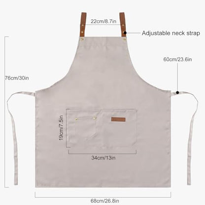 DILLMAN Art Aprons for Men Women H Back Straps Chef Apron with Pockets - color: White