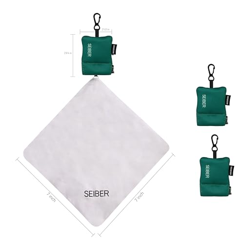 SEIBER Microfiber Glasses Cleaning Cloth with Keychain, Dark Green, 2PCS - color: Dark Green