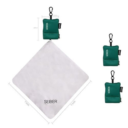 SEIBER Microfiber Glasses Cleaning Cloth with Keychain, Dark Green, 2PCS - color: Dark Green