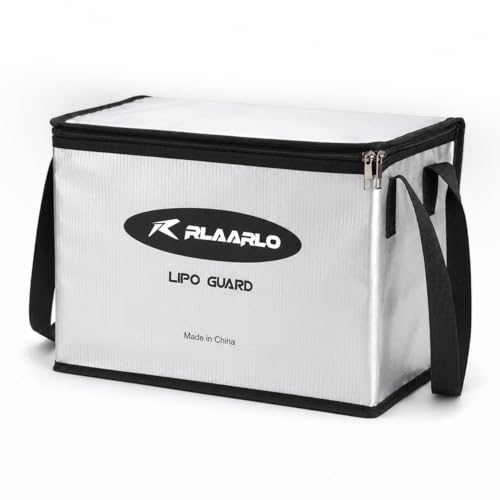 RIAARIO Fireproof Explosionproof Large Capacity Battery Storage Guard Pouch for Lipo Charge & Storage (14.71 x 7.87 x 9.84 in) - color: Silver