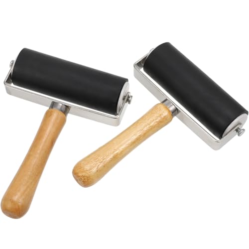Ink Roller Printmaking Tool Rubber Roller for Stamping Crafting Scrapbook Wallpaper Glue and Relief Printing Projects Black 2 Pack