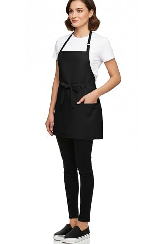 BOHARERS Kitchen Cooking Apron Unisex Adjustable chef apron with 3 pockets, 1 Pack Black - color: 01 Pack Black