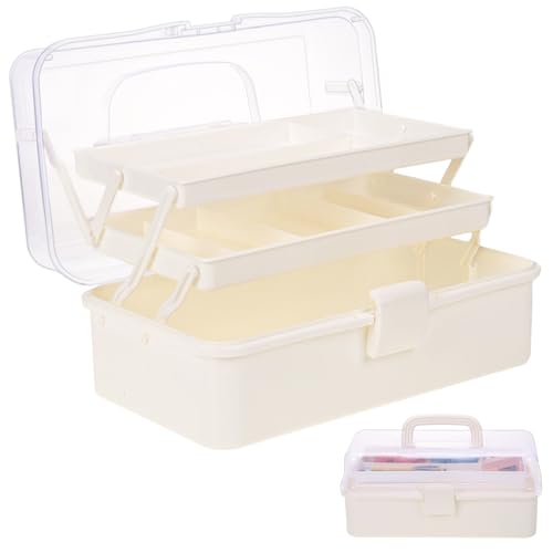 Tackle Box, 3-Layer Craft Sewing Medicine Art Hair Tool Organizer White - color: White