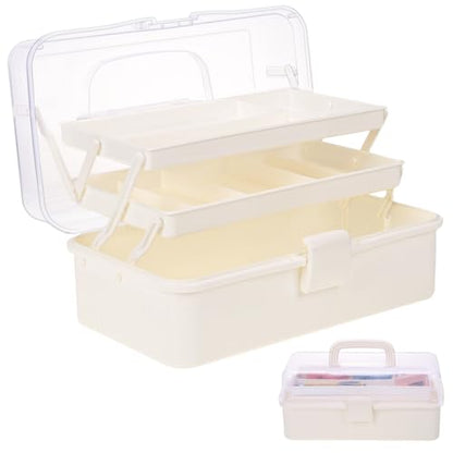 Tackle Box, 3-Layer Craft Sewing Medicine Art Hair Tool Organizer White - color: White