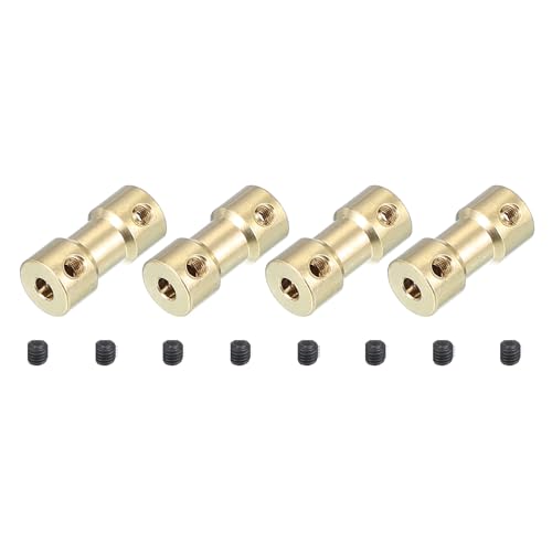 PATIKIL Shaft Coupling Joint 3.17mm to 3.17mm, 4 Pcs Brass Motor Shaft Coupler Extension Connector Rigid Sleeve Adapter Transmission Joint with M3 Screw for RC Car Airplane Tires Robot - size: 3.17mm-3.17mm