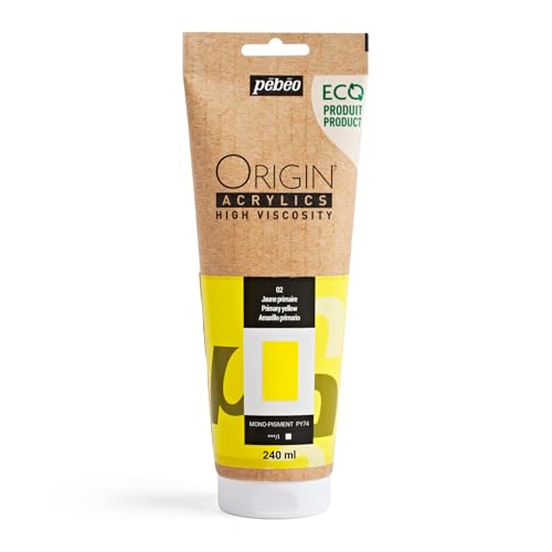 PEBEO Origin 240ml (8.11 oz) Acrylic Paint, Primary Yellow - color: Primary Yellow