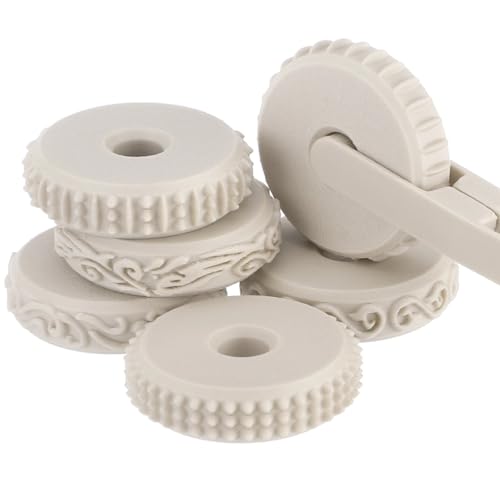 Clay Texture Rollers Set with Handle, 2.36 in Diameter 6 Pattern Clay Textured Rolling Pins for Pottery, Dough, Fondant, Biscuit, Reusable Arts & Crafts