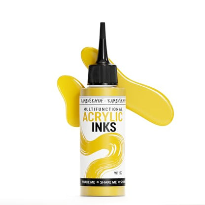 Kamenskaya Acrylic Inks, Bright Yellow Acrylic Ink, 3.38 Fl Oz (100 ml) - color: Bright Yellow