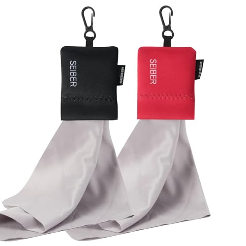 Seiber Microfiber Eyeglass Cleaning Cloth with Neoprene Pouch,2PCS, BKRED - color: Bk Red-(2pack)