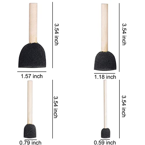 WAFJAMF 40 Pcs Round Sponges Brush Set 4 Sizes DIY Painting Tools Black - color: Black