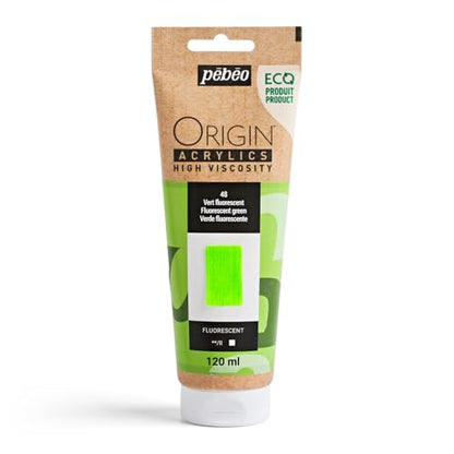 PEBEO Origin Acrylics 120ml Acrylic Paint, Fluorescent Green - color: Fluorescent Green