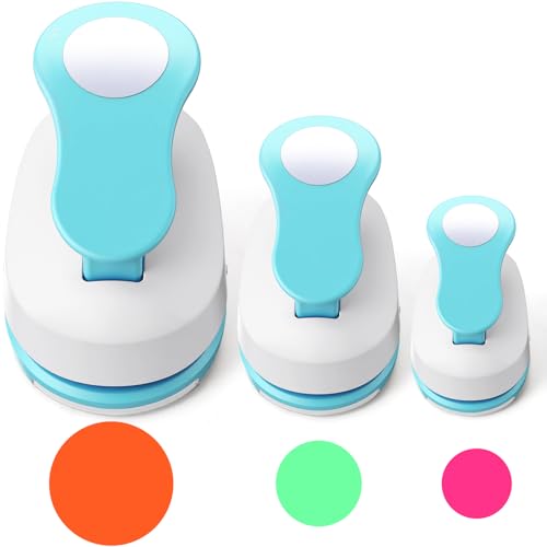 CHENGU 3 Pack Circle Hole Punch 2"/1"/0.6", Blue - color: Blue, style: Circle