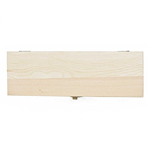 Plain Unfinished Wood Pencil Box, Unpainted Rectangle DIY Artist Tool and Brush Storage Box Case with Locking Clasp, Small