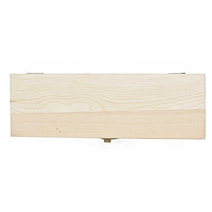 Plain Unfinished Wood Pencil Box, Unpainted Rectangle DIY Artist Tool and Brush Storage Box Case with Locking Clasp, Small