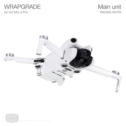 WRAPGRADE Skin Stickers Compatible with DJI Mini 4 Pro | Full Wrap (Racing White) - color: Racing White