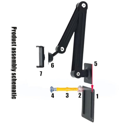 Adjustable Wall Mount Tablet & Phone Holder, 360° Rotating, 4-12.9 inch Compatible, for Hospital, Office, Home