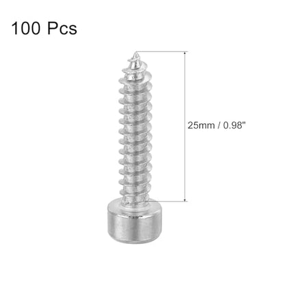 uxcell M5 Hex Socket Head Cap Self-Tapping Screw, 100Pcs M5x25mm 304 Stainless Steel, Hexagon Socket Head Tapping Screws, Hex Drive, Self Tapping Point - Silver - size: M5x25mm