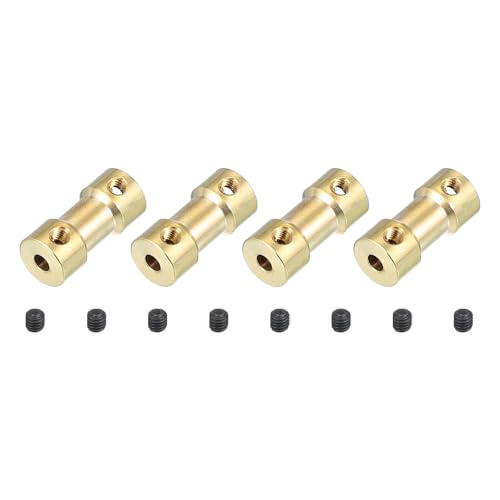 PATIKIL Shaft Coupling Joint 3mm to 5mm, 4 Pcs Brass Motor Shaft Coupler Extension Connector Rigid Sleeve Adapter Transmission Joint with M3 Screws for RC Car Airplane Tires Motor Robot - size: 3mm-5mm