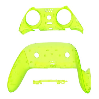 eXtremeRate Top Bottom Decorative Trim Shell Compatible with p s 5 Edge Controller DIY Replacement Front Back Clip Shell, Custom Clear Lime Green Plates Cover Compatible with p s 5 Edge Controller - color: Clear Lime Green