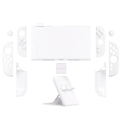 PlayVital Hard Case for Nintendo Switch 2 with Extra Stand & Thumb Grip Caps | Split Design, Dockable Protective Full-Body Shell Cover for Nintendo Switch 2 | Solid Color Series, White - color: White
