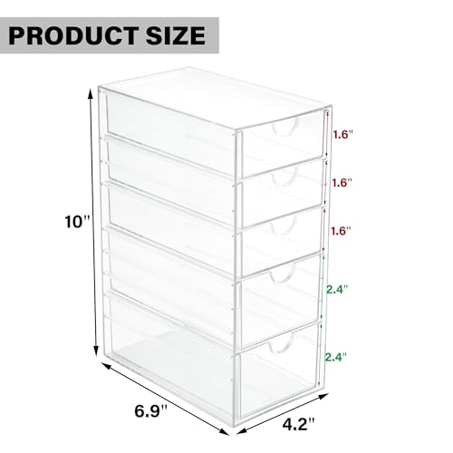 Prsildan Hair Accessories Organizer Acrylic Drawer with 5 Small Drawers - size: 5 Drawers