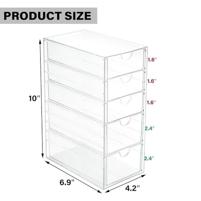 Prsildan Hair Accessories Organizer Acrylic Drawer with 5 Small Drawers - size: 5 Drawers