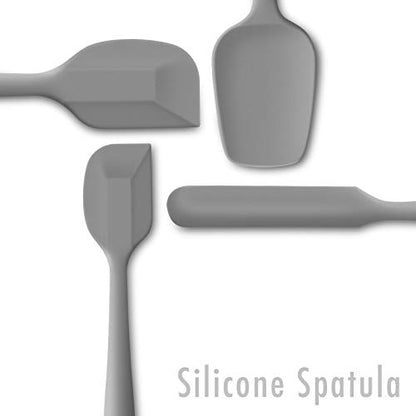 4-Piece Silicone Spatula Set with Stainless Steel Core, Gray - color: Gray