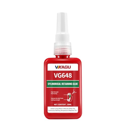 VG648 Retaining Compound, High Strength Anaerobic Adhesive for Cylindrical Assemblies, Bearings, Shafts & Gears - High Temp (350°F), Fast Curing, Green, 1.69 fl oz - size: VG648, style: 1 Pack