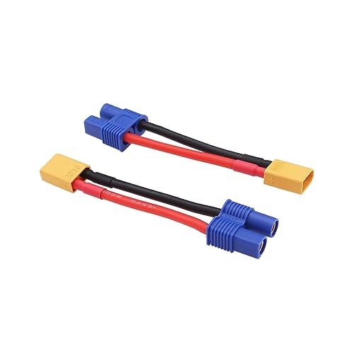 4pcs XT30 to EC3 Male Female RC Connector Adapter with 16awg 2inch Wire(E52-4)