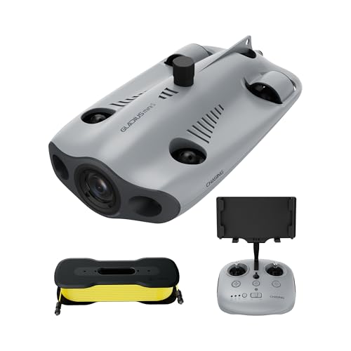 Underwater Drone, Mini S submarine drone with 4K+EIS Image Stabilization Camera for Real-Time Viewing Depth & Temperature Data, Direct-Connect Remote Controller, Dive to 330ft Underwater, Portable ROV (Grey) - color: Grey