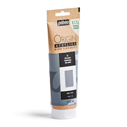 PEBEO Origin Acrylics 120ml Matte Acrylic Paint, Neutral Grey - color: Neutral Grey