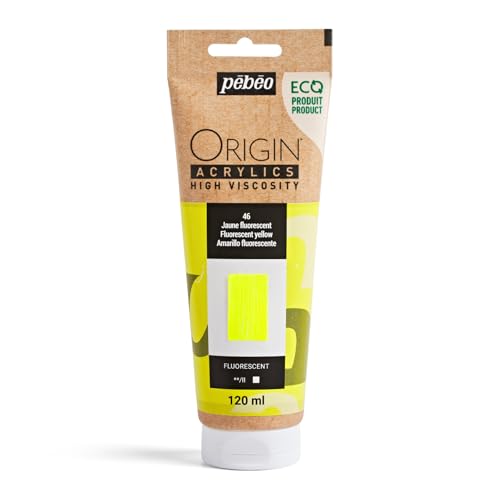 PEBEO Origin Acrylics 120ml Acrylic Paint, Fluorescent Yellow - color: Fluorescent Yellow