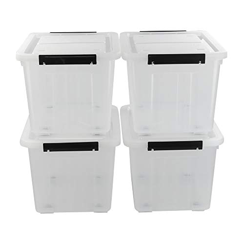 Asking 30 Qt Plastic Storage Bins with Lids, Clear Storage Box, 4 Pack - size: 30 L