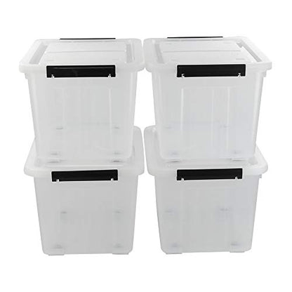 Asking 30 Qt Plastic Storage Bins with Lids, Clear Storage Box, 4 Pack - size: 30 L