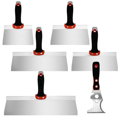 Drywall Taping Knife Set, 6 Pcs 6"8"10"12"14" Taping Knives - color: Black, 6pcs