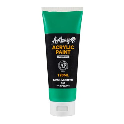 Artkey Acrylic Paint - Medium Green (120 ml/4.06 oz) Tubes, Rich & Vibrant Pigments, Professional Artists Acrylic Paints - Art Supplies for Canvas Wood Rock Clay Fabric Ceramics Art Crafts Painting - color: Medium Green, size: 4.06 Fl Oz (Pack of 1)