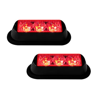 YM E-Bright 2-Pack Red 3 LED Car Flash Light DRL Truck Emergency Strobe Flash Warning Light 12-24V - color: Red, size: 3LED