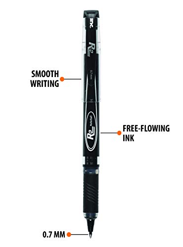 Inc. R2 Rollerball Pens - 0.7 mm Medium-Point Pen Set With Comfort Grip for School, Office, Writing, and Journaling, 12 Pack, Black Ink - style: Medium - 0.7 mm