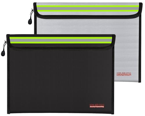 2PCS 15"x11.03" Fireproof Document Bag with Zipper Home Office Travel Fireproof Safe Storage for A4 Document File Cash Valuables Jewelry Passport Currency Tablet Power bank Lipo Battery - size: 38*28cm