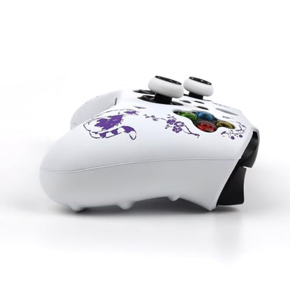 Cat Among Blossoming Branches Skin Compatible with Xbox Series X Wireless Controller, RALAN Protector Case， Customised Thumb Grips Cap - color: Cat White Purple