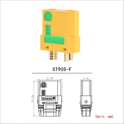 ELFCULB 5PCS Amass XT90S Female Anti Spark Connectors for Power Systems - size: XT90S Female