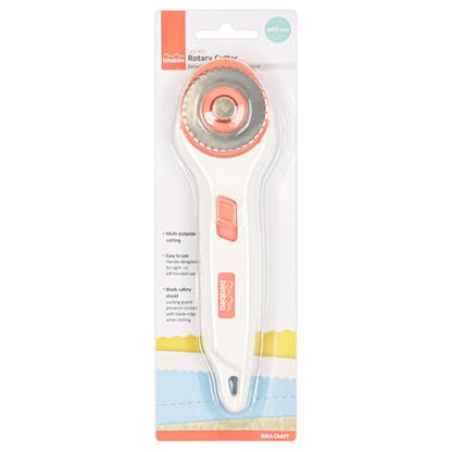 BiraBira Rotary Cutter, 45mm Dotted Line Cut, Steel Stick Fabric Cutter - size: Dotted Line Cut