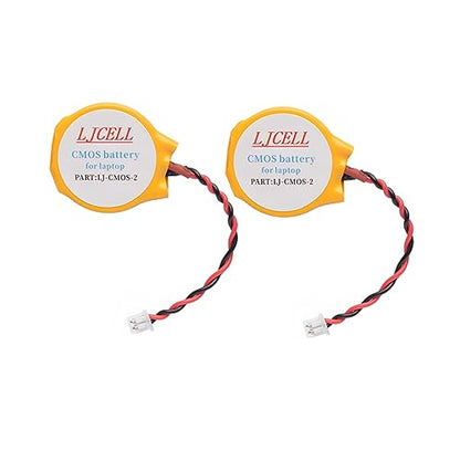 2PCS CMOS Battery for Intel NUC Laptop Backup PS2 PS3 BIOS RTC CR2032 Battery with 2 Wire Cable and Connector - size: 2-PACK, style: CMOS-CR2032-2
