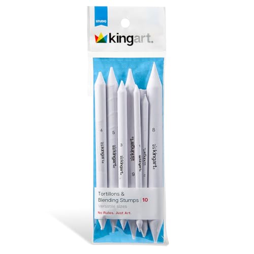 KINGART 10-Piece Blending Stumps & Tortillions Paper Art Blenders for Sketching & Drawing, Blending & Shading Pencils, Student Artist Charcoal Sketch Drawing Tools