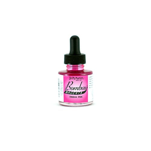 Dr. Ph. Martin's Bombay India Ink (3BY) Ink Bottle, 1.0 oz, Magenta, 1 Bottle